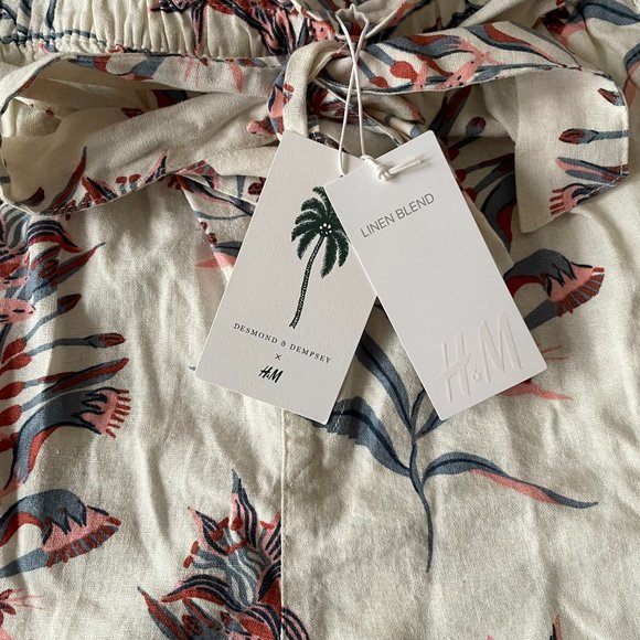 DESMOND & DEMPSEY x H&M Linen Blend Paper Bag Shorts AU 16 (EU 44) BNWT - Picture 4 of 8